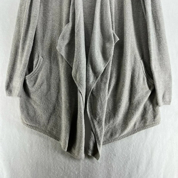 Barefoot Dreams Long Cardigan Women's Sz M Gray Open Front Pockets Cozychic Lite - Picture 7 of 12